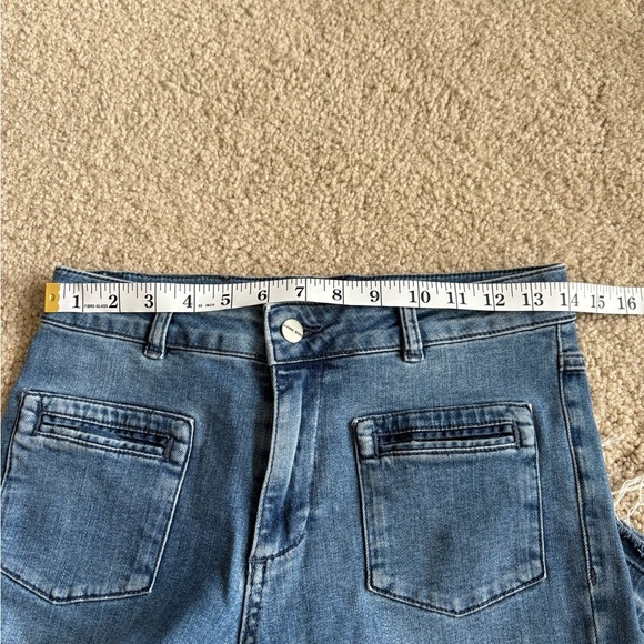 Anine Bing Front Pocket SplitHem Blue Mid Rise Straight Fray Ankle Jeans Size 28 - Picture 12 of 16